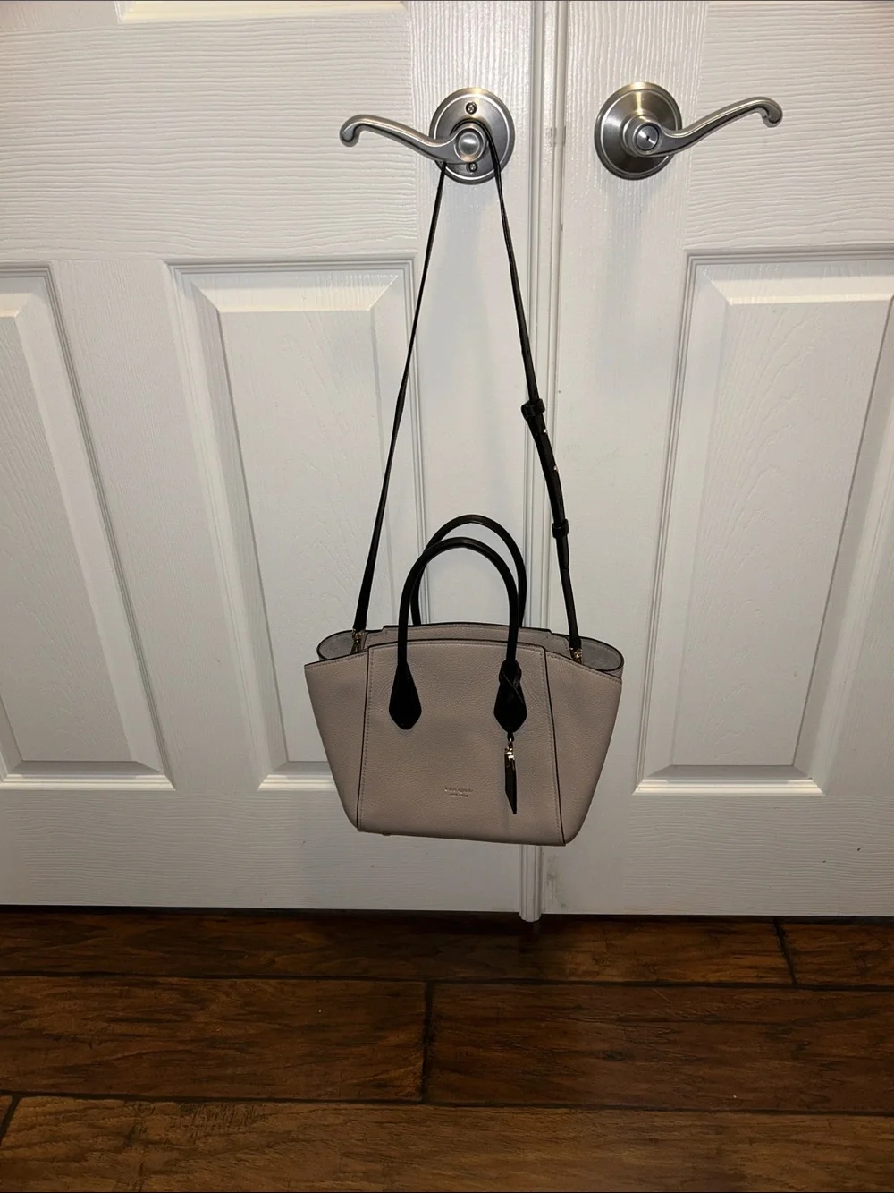 kate spade Pebbled Leather Tote Taupe Leather with Black Trim - Picture 13 of 13